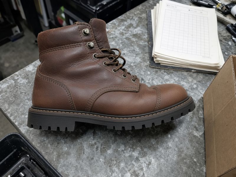 Work boot, after: full resole with a new lug sole and reconditioned leather
